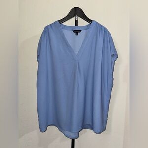 Banana Republic Soft Blue V-Neck Cap Sleeve Blouse